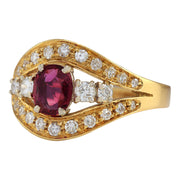 1.15 Carat Natural Ruby 14K Yellow Gold Diamond Ring - Fashion Strada