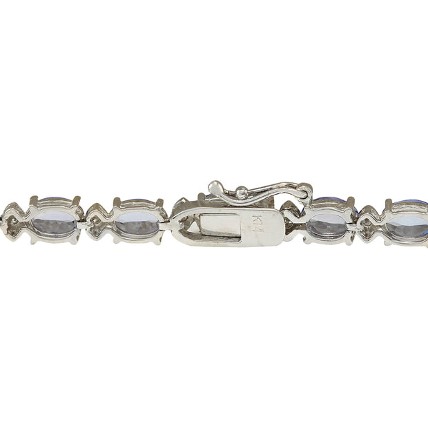 11.80 Carat Natural Tanzanite 14K White Gold Diamond Bracelet - Fashion Strada