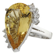 12.50 Carat Natural Beryl 14K White Gold Diamond Ring - Fashion Strada