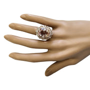 12.85 Carat Natural Morganite 14K Rose Gold Diamond Ring - Fashion Strada