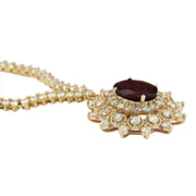 12.97 Carat Natural Tourmaline 14K Yellow Gold Diamond Necklace - Fashion Strada