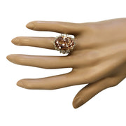 13.43 Carat Natural Morganite 14K Yellow Gold Diamond Ring - Fashion Strada