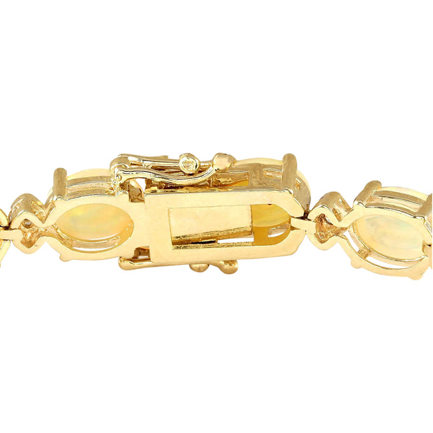 17.91 Carat Natural Opal 14K Yellow Gold Diamond Bracelet - Fashion Strada