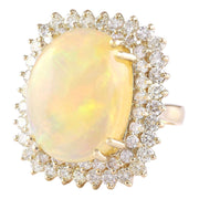18.25 Carat Natural Opal 14K Yellow Gold Diamond Ring - Fashion Strada