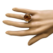 18.42 Carat Natural Citrine 14K White Gold Diamond Ring - Fashion Strada