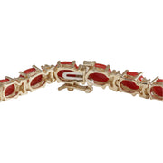 18.44 Carat Natural Coral 14K Yellow Gold Diamond Bracelet - Fashion Strada