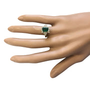 2.05 Carat Natural Emerald 14K Yellow Gold Diamond Ring - Fashion Strada