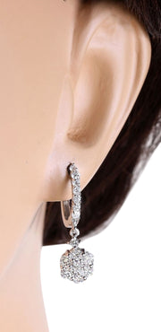 2.24 Carat Natural Diamond 14K White Gold Earrings - Fashion Strada
