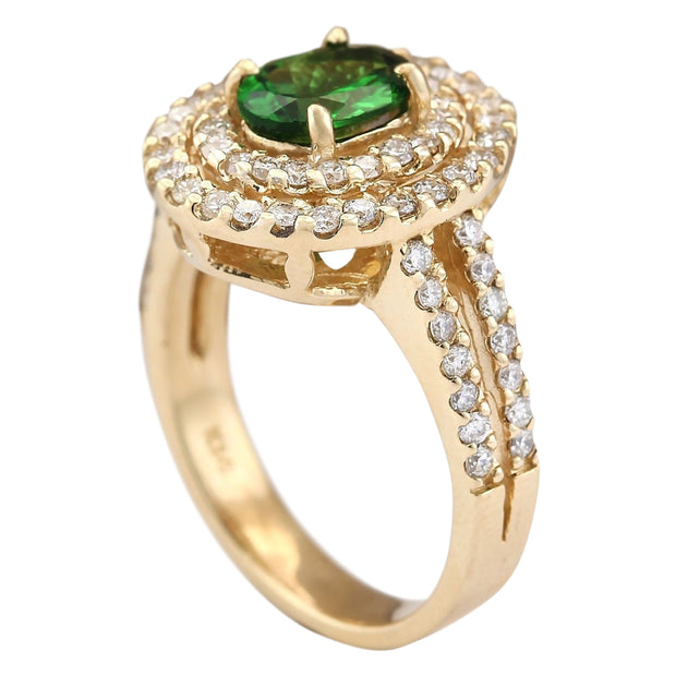 2.25 Carat Natural Tsavorite 14K Yellow Gold Diamond Ring - Fashion Strada