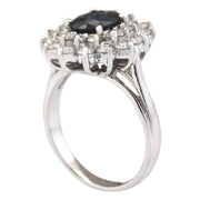 2.30 Carat Natural Sapphire 14K White Gold Diamond Ring - Fashion Strada