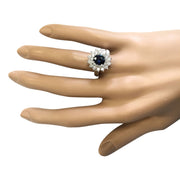 2.30 Carat Natural Sapphire 14K White Gold Diamond Ring - Fashion Strada
