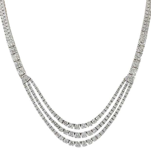 24.00 Carat Natural Diamond 14K White Gold Necklace - Fashion Strada