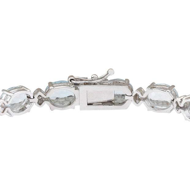 25.75 Carat Natural Aquamarine 14K White Gold Diamond Bracelet - Fashion Strada