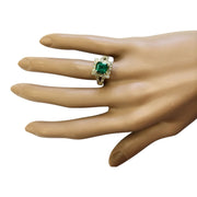 2.73 Carat Natural Emerald 14K Yellow Gold Diamond Ring - Fashion Strada