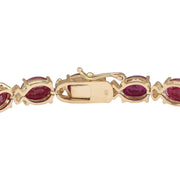 28.58 Carat Natural Ruby 14K Yellow Gold Diamond Bracelet - Fashion Strada