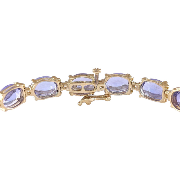 29.50 Carat Natural Tanzanite 14K Yellow Gold Diamond Bracelet - Fashion Strada