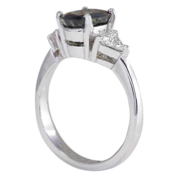 2.95 Carat Natural Sapphire 14K White Gold Diamond Ring - Fashion Strada