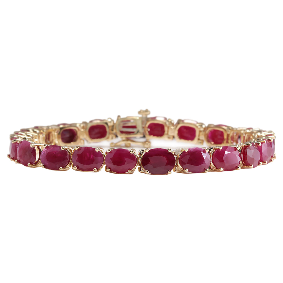 Ruby Floral Bracelet w/ Diamond Halos 14K Gold