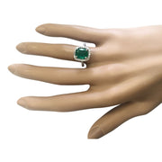 3.21 Carat Natural Emerald 14K White Gold Diamond Ring - Fashion Strada