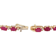 33.20 Carat Natural Ruby 14K Yellow Gold Diamond Necklace - Fashion Strada