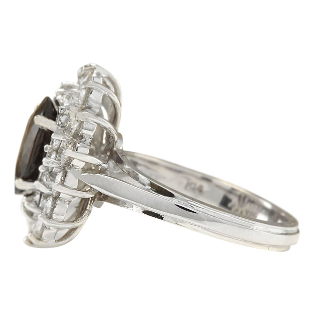 3.30 Carat Natural Sapphire 14K White Gold Diamond Ring - Fashion Strada