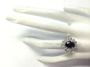 3.30 Carat Natural Sapphire 14K White Gold Diamond Ring - Fashion Strada