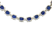 34.98 Carat Natural Sapphire 14K White Gold Diamond Necklace - Fashion Strada