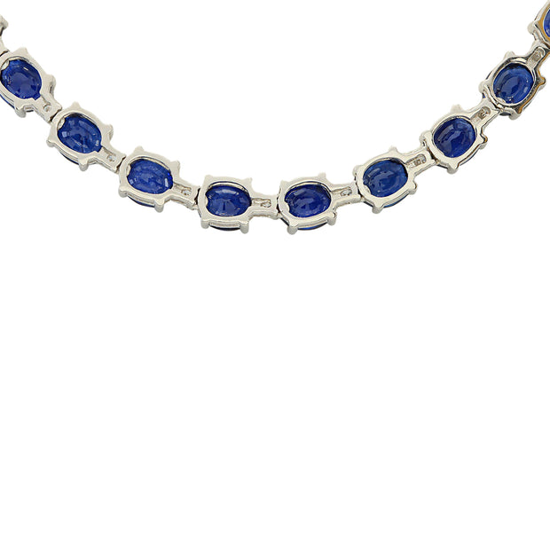 34.98 Carat Natural Sapphire 14K White Gold Diamond Necklace - Fashion Strada