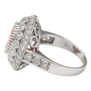 3.76 Carat Natural Ruby 14K White Gold Diamond Ring - Fashion Strada