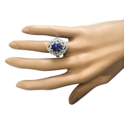 3.82 Carat Natural Tanzanite 14K White Gold Diamond Ring - Fashion Strada