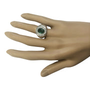 3.82 Carat Natural Emerald 14K White Gold Diamond Ring - Fashion Strada