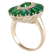 4.10 Carat Natural Emerald 14K Yellow Gold Diamond Ring - Fashion Strada