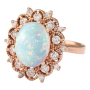 4.15 Carat Natural Opal 14K Rose Gold Diamond Ring - Fashion Strada