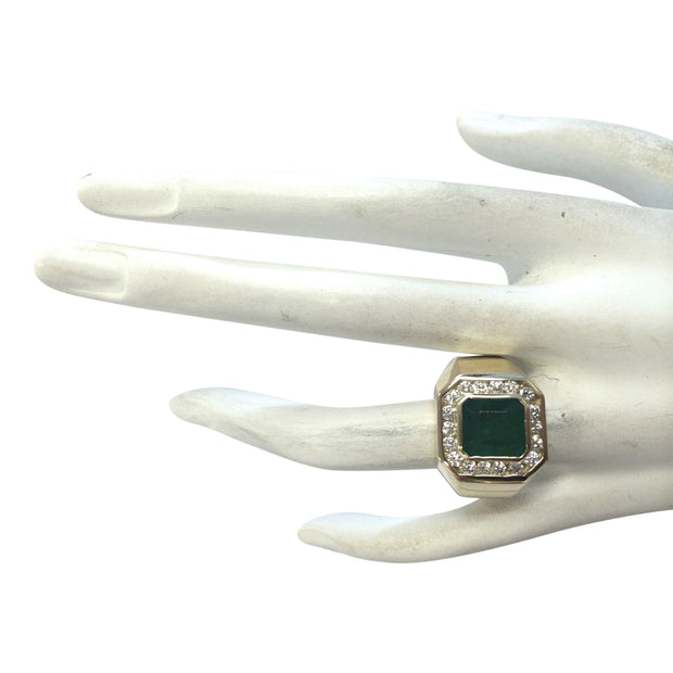 4.26 Carat Natural Emerald 14K Yellow Gold Diamond Ring - Fashion Strada