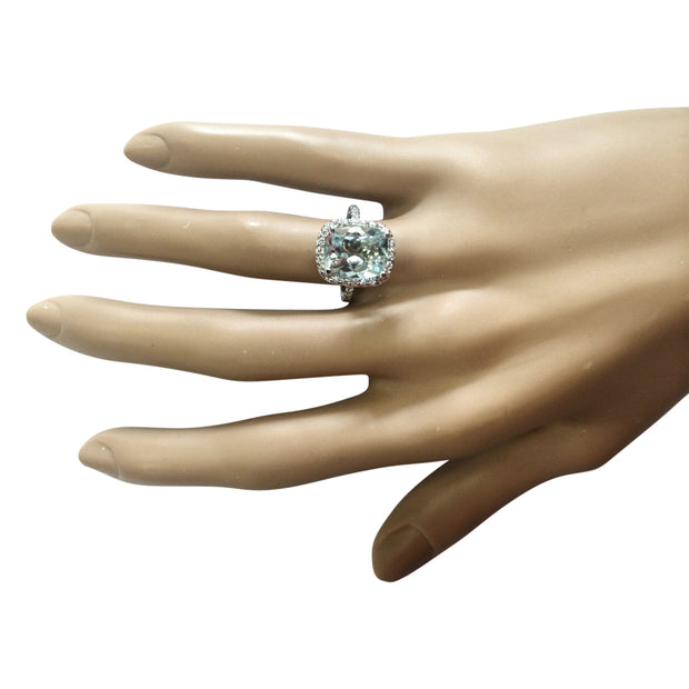4.30 Carat Natural Aquamarine 14K White Gold Diamond Ring - Fashion Strada