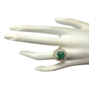 4.34 Carat Natural Emerald 14K Yellow Gold Diamond Ring - Fashion Strada