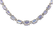 43.50 Carat Natural Tanzanite 14K White Gold Diamond Necklace - Fashion Strada
