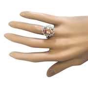 4.38 Carat Natural Morganite 14K White Gold Diamond Ring - Fashion Strada