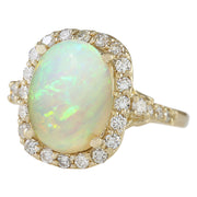 4.40 Carat Natural Opal 14K Yellow Gold Diamond Ring - Fashion Strada