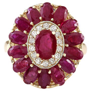 4.42 Carat Natural Ruby 14K Yellow Gold Diamond Ring - Fashion Strada