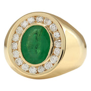 4.50 Carat Natural Emerald 14K Yellow Gold Diamond Ring - Fashion Strada