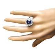 4.56 Carat Natural Tanzanite 14K White Gold Diamond Ring - Fashion Strada