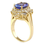 4.62 Carat Natural Tanzanite 14K Yellow Gold Diamond Ring - Fashion Strada