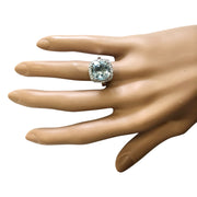 4.63 Carat Natural Aquamarine 14K White Gold Diamond Ring - Fashion Strada