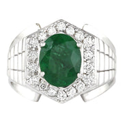 4.63 Carat Natural Emerald 14K White Gold Diamond Ring - Fashion Strada