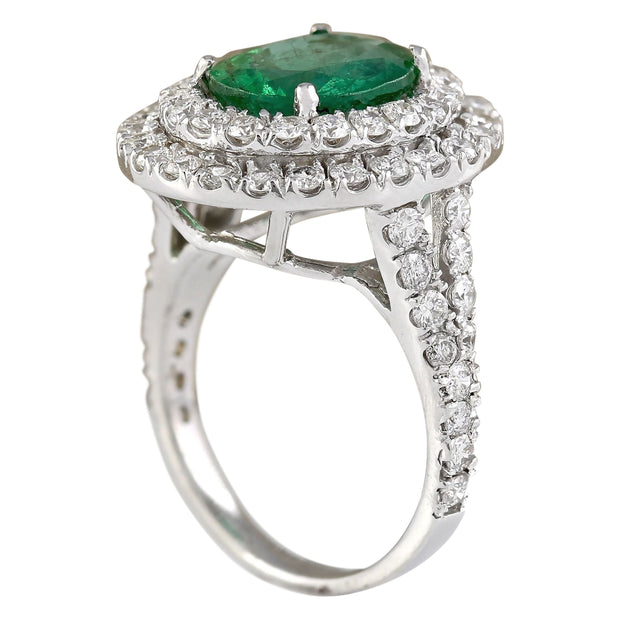 4.69 Carat Natural Emerald 14K White Gold Diamond Ring - Fashion Strada