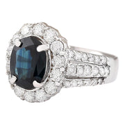 4.70 Carat Natural Sapphire 14K White Gold Diamond Ring - Fashion Strada