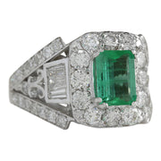 4.75 Carat Natural Emerald 14K White Gold Diamond Ring - Fashion Strada