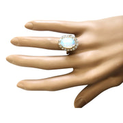 4.77 Carat Natural Opal 14K Yellow Gold Diamond Ring - Fashion Strada