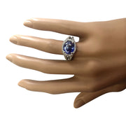 4.86 Carat Natural Tanzanite 14K White Gold Diamond Ring - Fashion Strada